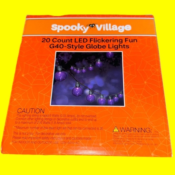 NWT Spooky Village 20 Count LED Flickering Halloween Globe lights PURPLE #2 - Picture 2 of 3
